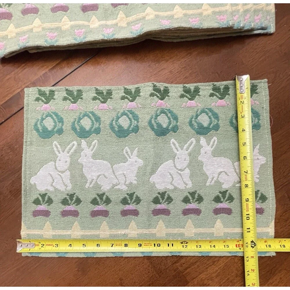 Set of 6 Tapestry Placemats Easter Bunny Garden 18